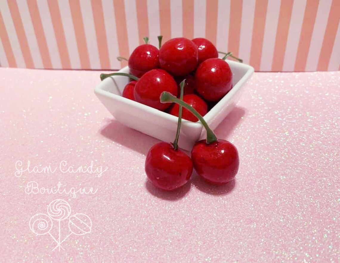 Fake Cherries Realistic Cherries Fake Bake Cherry Etsy