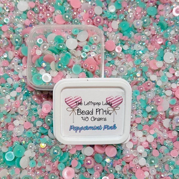 Shaker Mix, Bead Mix, Half Pearl Mix, Pink and Mint Pearl Fake Sprinkles, Peppermint Pink