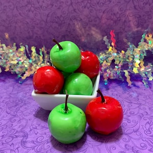 Mini Fake Apples, Small Fake Apples, for Fake Caramel Dipped Apple, Set of 4