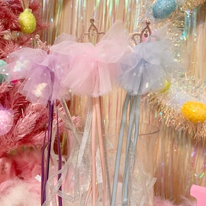 Poof Wand, Tulle Wand, Mesh Wand, Fairy Wand, Baby Girl Costume, Flower Girl Wand, Dress Up, Photo Prop,