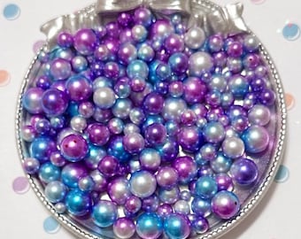 Mermaid Rainbow No Hole Pearls: Mixed Size Gradient Beads - 40 Grams