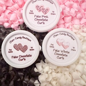 Fake Chocolate Shavings, Chocolate Brown, White Chocolate, or Pink Chocolate,