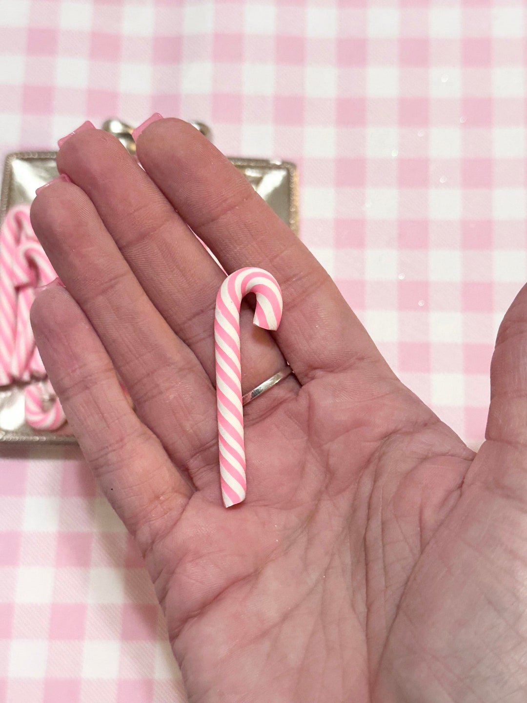 Fake Pink Candy Canes, Polymer Clay Candy Canes, Set of 6 Etsy