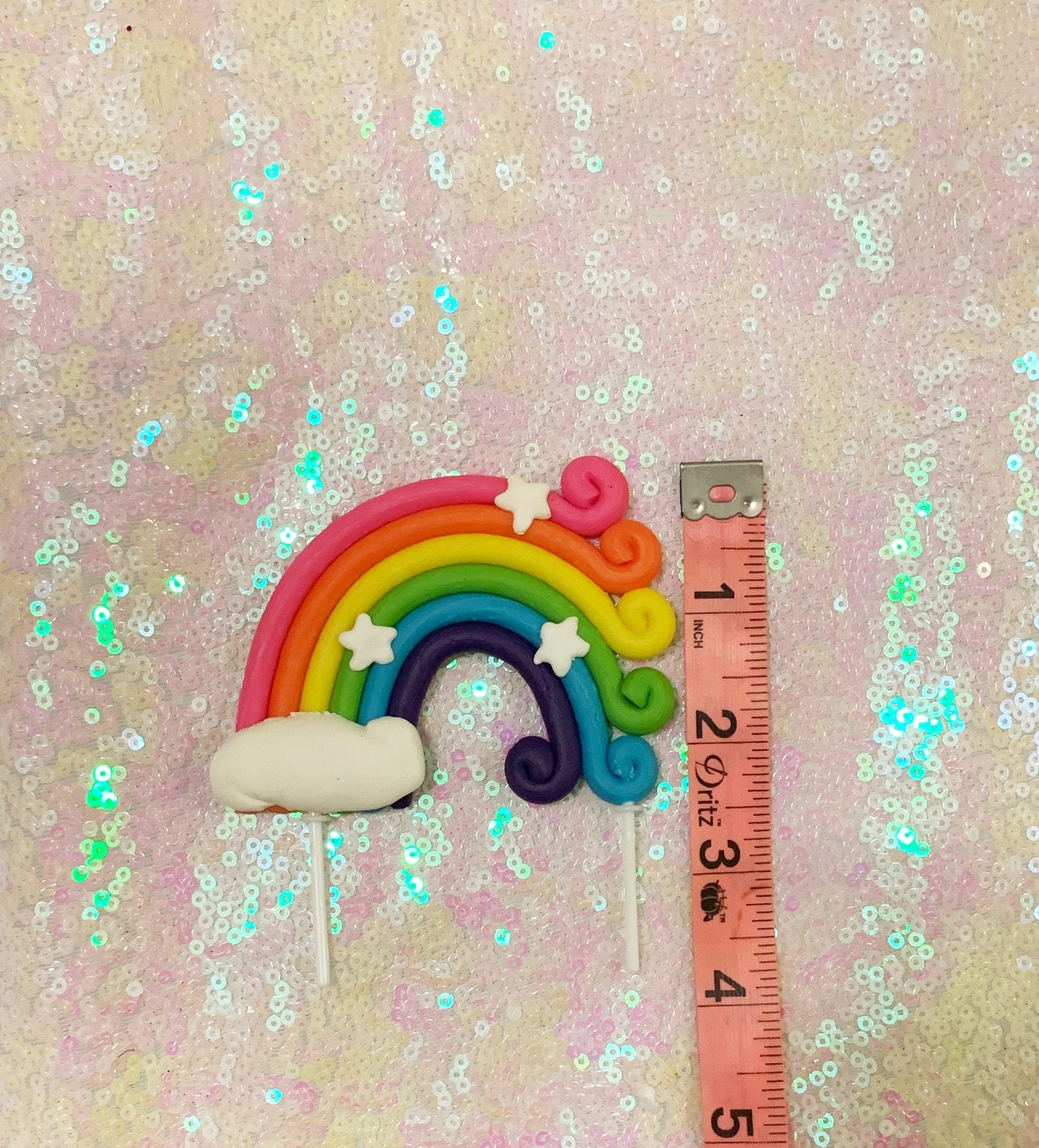 Bright Rainbow Cake Topper Cake Decorating Supplies Rainbow Etsy