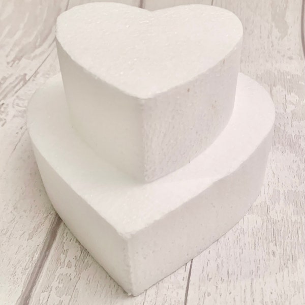 Polystyrene Heart Cake Dummy, Styrofoam Blank Cake, Choice of Size