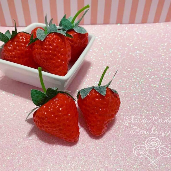 Fake Strawberry, Realistic Strawberry, Fake Bake Strawberry, Photography Prop, Set of 10