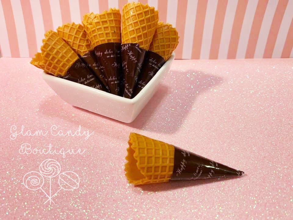 Ice Cream Cones Miniature Waffle Cone 1/6 Scale Sweet Decoden Cabochons 15  X 19mm Resin Kawaii Sweets UK Seller 