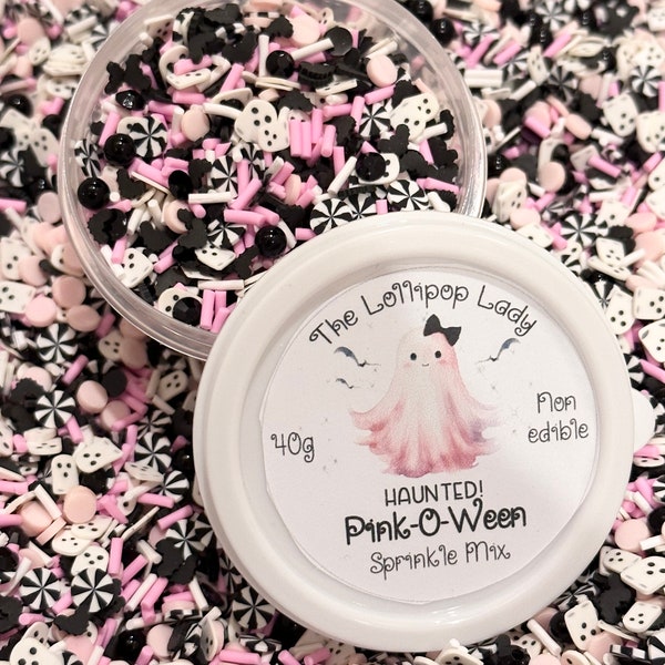 New! HAUNTED Pink-O-Ween Sprinkles, Ghost Sprinkles, Pink Halloween Sprinkles, Fake Sprinkles, Pastel Halloween Sprinkles