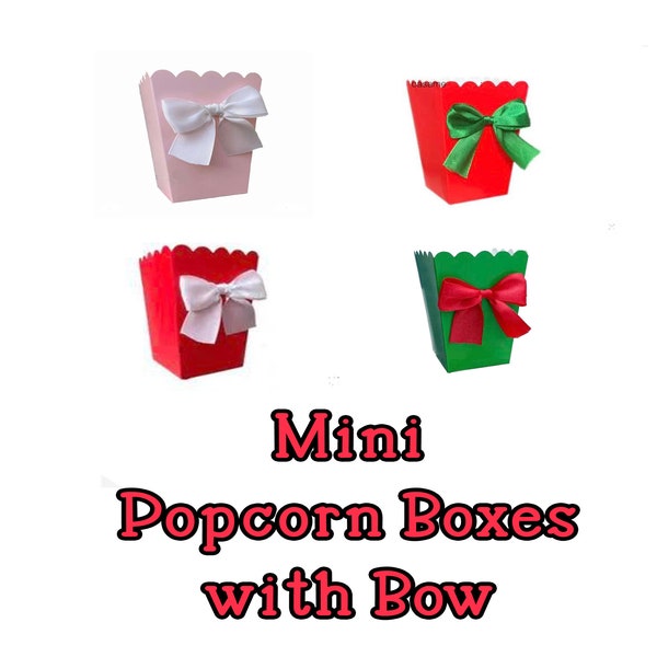 Mini Popcorn Box, Popcorn Box with Satin Bow