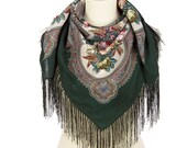 Russian Authentic Original Pavlovo Posad Shawl, Scarf 100 Wool Size 89x89 cm 1814-9 Free Shipping