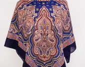Russian Authentic Original Pavlovo Posad Shawl, Scarf 100 Wool no fringe
