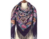 Pavlovo Posad shawl - Authentic russian shawl scarf 100 wool wrap scarf very large