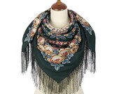Russian Authentic Original Pavlovo Posad Shawl Scarf 100 Wool, Free shipping 1837-9