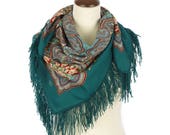 Russian, Authentic, Original, Pavlovo Posad Shawl, 100 Wool Free shipping