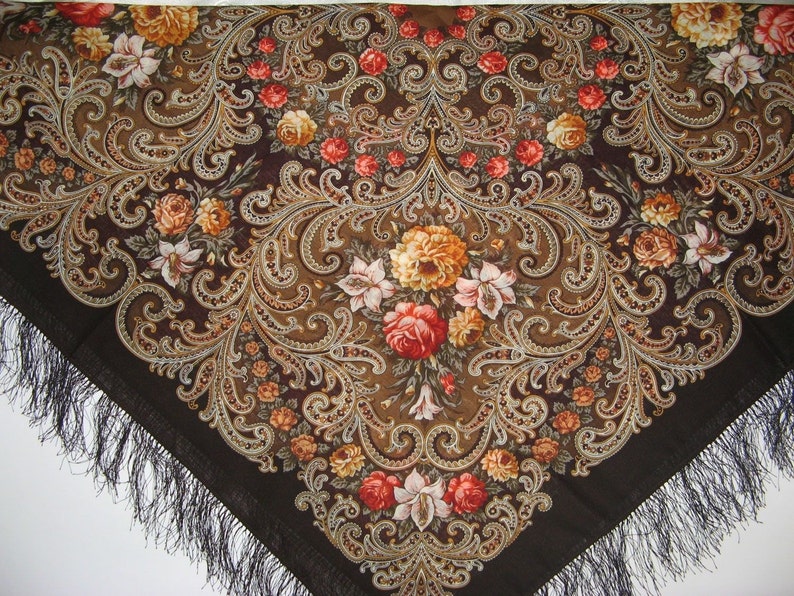 Павлопосадский платок рисунок тайна сердца