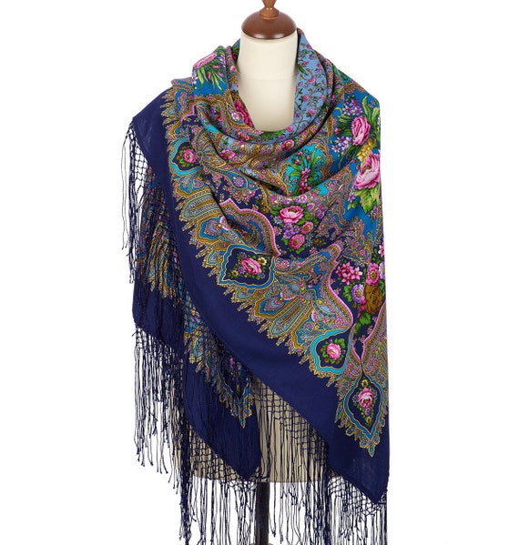Original Pavlovo Posad Woolen shawl Authentic russian shawl | Etsy