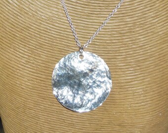 Sterling Silver Hammered 2" DIsc Pendant