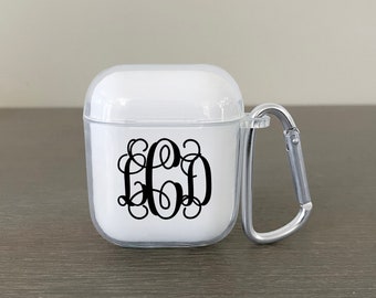 Personalized Monogram Clear Shock Proof AirPod Case for AirPod 1, AirPod 2 and AirPod Pro