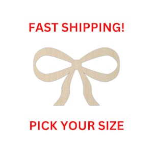 Unfinished Wooden Bow Shape 03 | Bow Wood Cutout Shape | Laser Cut Blanks | Unfinished | DIY Craft Blanks