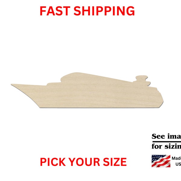 Unfinished Wooden Cruise Ship Shape | Wood Cutout Shape | Laser Cut Blanks | Unfinished | DIY Craft Blanks | Vacation Cruise Summer