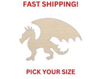 Unfinished Wooden Dragon Shape | Mythical Cutout | Dragon Cutout | Wooden Blank Cutout | Laser Cut | Dragon Crafting Supply