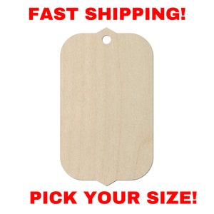 Unfinished Wooden Gift Tag Shape 01 | Wood Cutout Shape | Laser Cut Blanks | Unfinished | DIY Craft Blanks