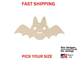 Unfinished Wooden Bat Shape 10 | Halloween Bat Cutout | Craft Supplies | Bulk Bats | Laser Cut | Crafting Bats Bulk