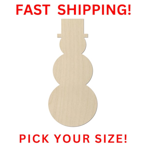 Unfinished Wooden Snowman Shape | Unfinished Wooden Snowman Cutout | Craft Supplies | Christmas Winter Holiday Snowman