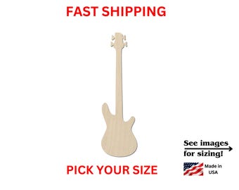 Unfinished Wooden Bass Guitar Shape | Wood Guitar Cutout | Band Craft Supplies | DIY Cut out | Bulk Wholesale