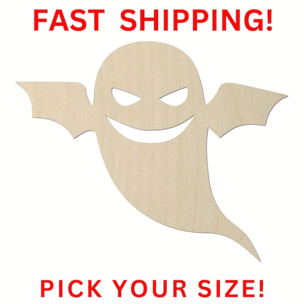 Unfinished Wooden Ghost Shape 02 | Ghost Cutout | Craft Supplies | Halloween Scary Ghost Home Decor Spooky