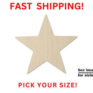 Unfinished Wooden Star Shape 02 | Wood Star Blank Cutout | Craft Supplies | Bulk Star