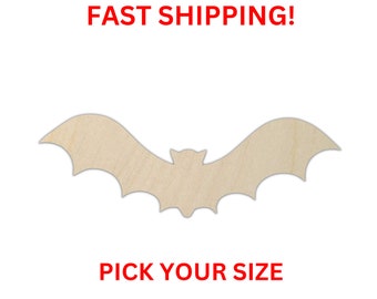 Unfinished Wooden Bat Shape 07 | Halloween Bat Cutout | Craft Supplies | Bulk Bats | Laser Cut | Crafting Bats Bulk