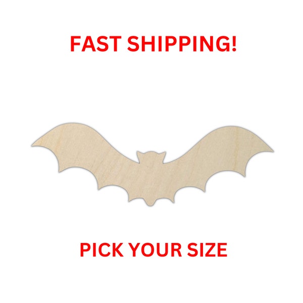 Unfinished Wooden Bat Shape 07 | Halloween Bat Cutout | Craft Supplies | Bulk Bats | Laser Cut | Crafting Bats Bulk