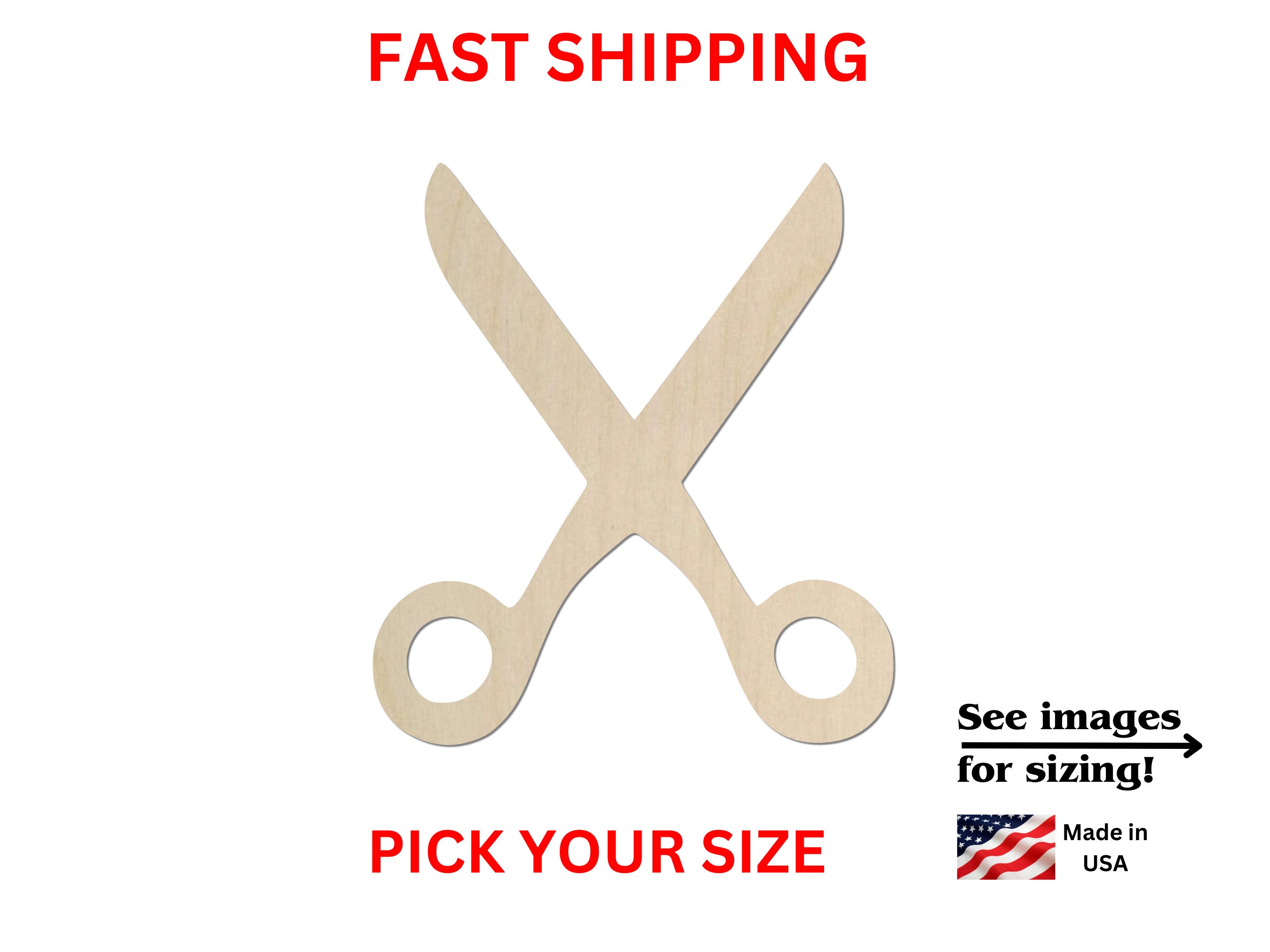 Unfinished Wooden Scissor Shape | Craft Supplies | Wooden Cutout | DIY Craft Cut Out | Nurse Scissors