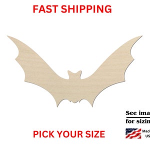 Unfinished Wooden Bat Shape 11 | Halloween Bat Cutout | Craft Supplies | Bulk Bats | Laser Cut | Crafting Bats Bulk