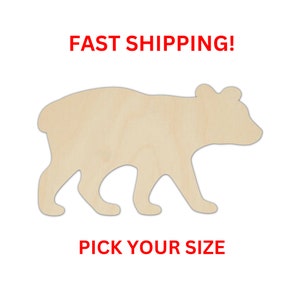Unfinished Wooden Bear Cub Shape | Baby Bear Wooden Cutout Shape | Laser Cut Blanks | Unfinished | DIY Craft Blanks