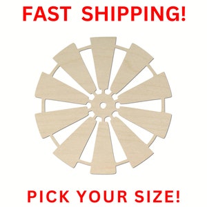 Unfinished Wooden Windmill Shape Farmhouse Windmill Blank Cutout Craft Supplies Bulk Windmill image 1