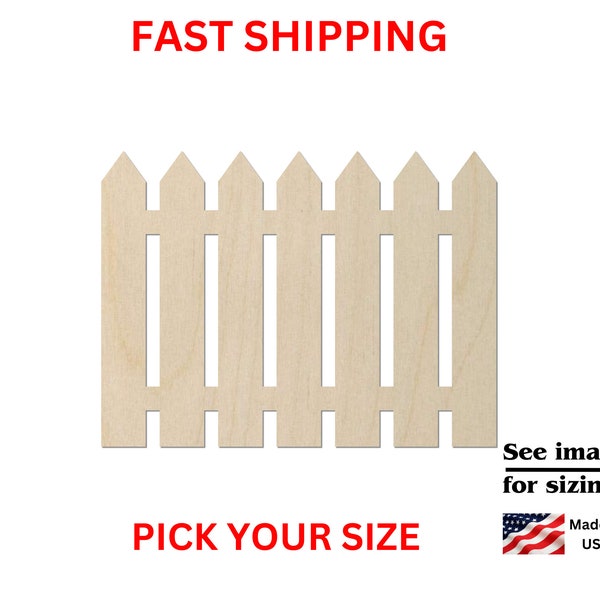 Unfinished Wooden Picket Fence Shape | Fencing Blank Cutout | Craft Supplies | Bulk Wholesale
