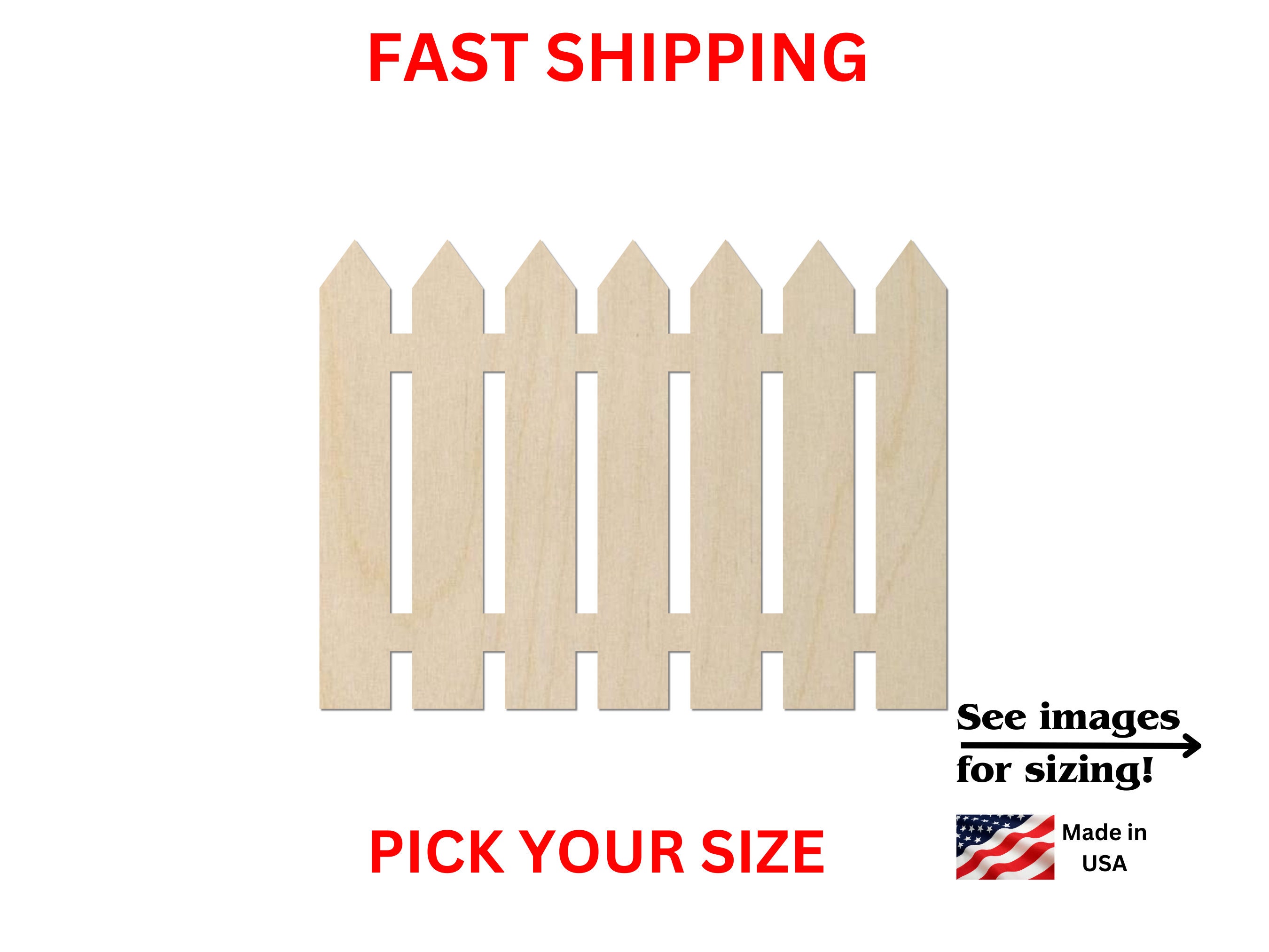 Unfinished Wooden Picket Fence Shape | Fencing Blank Cutout | Craft  Supplies | Bulk Wholesale - Etsy, image size:2700x2025