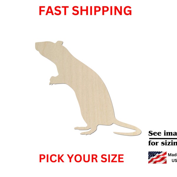 Unfinished Wooden Rat Shape | Rodent Rat Mouse Wood Cutout Shape | Laser Cut Blanks | DIY Craft Blanks | Home Decor