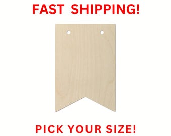 Unfinished Wooden Bunting Flag Shape 01 | DIY Rope Sign Banner Plaque | Craft Supplies | Bulk Wholesale