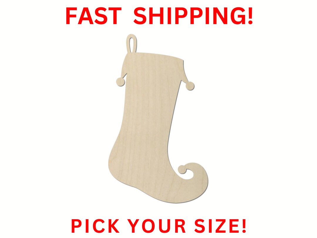 Unfinished Wooden Whimsical Stocking Shape 01 Christmas Stocking Wood