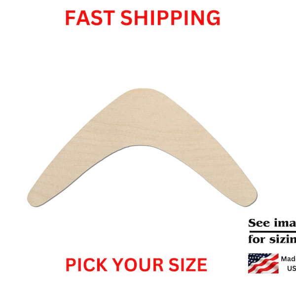 Unfinished Wooden Boomerang Cutout | Sport Cutout | Laser Cut | DIY Crafting Supplies