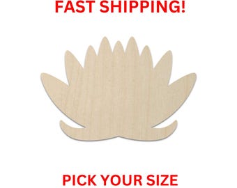 Unfinished Wooden Lotus Flower Shape | Lotus Wood Cutout Shape | Laser Cut Blanks | DIY Craft Supplies
