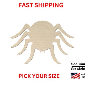 May include: Unpainted wooden spider cutout, perfect for crafting and decorating.  Pick your size.