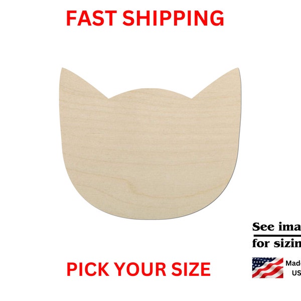 Unfinished Wooden Cat Head Shape | Laser Cut Cat Head | Cat Cutout | DIY crafting Supplies | Wood Blank Cutout | Pet Cat Head