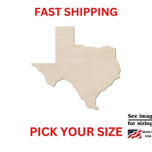 Unfinished Wooden Texas State Shape | USA State Cutout | Crafting Supplies | Bulk States