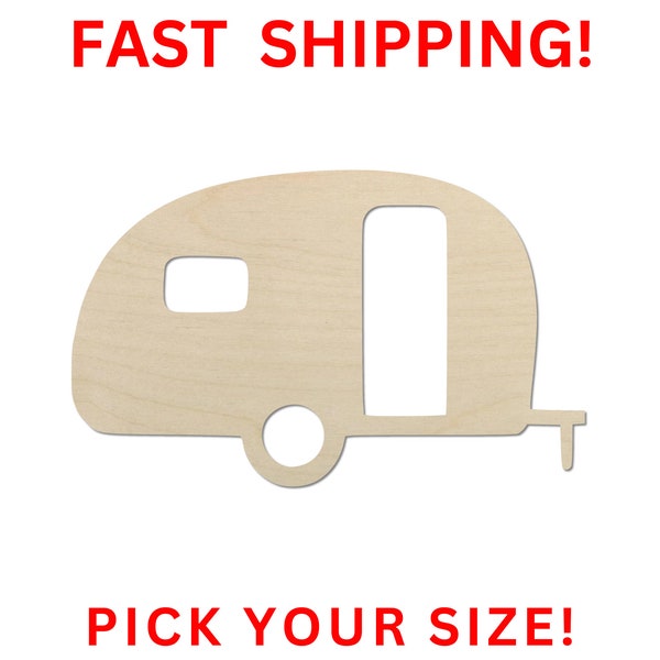 Unfinished Wooden RV Camper Shape | Camping RV Cut Out | Craft Supplies | Bulk Wholesale