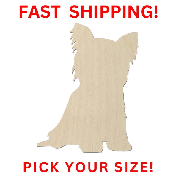 Unfinished Wooden Yorkshire Dog Shape | Standing Yorkie Dog Cutout | Standing Yorkie Cutout - Pet Breed Puppy