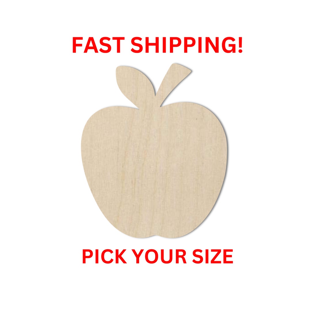Unfinished Wooden Apple Shape 02 Unfinished Wooden Apple Teacher Cutout ...